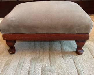 Upholstered Solid Mahogany Footstool w/ Storage area