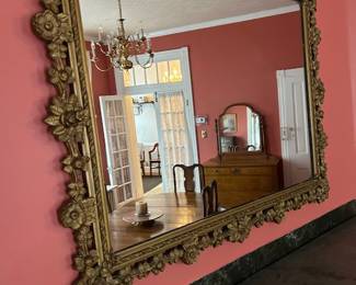 Large Vintage Gold Floral Mirror