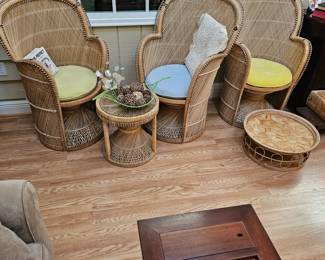 Vintage Wicker Peacock Chairs