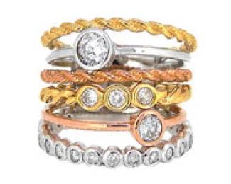 Tricolor Gold Diamond Ring