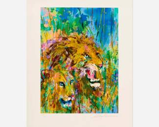 319 1 prints multiples july 2024 leroy neiman lion couple from the safari suite toomey auction