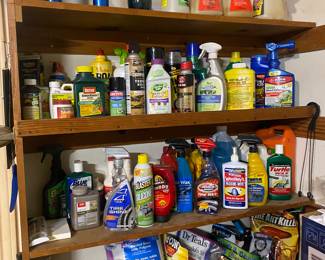 Garden chemicals, car cleaning supplies