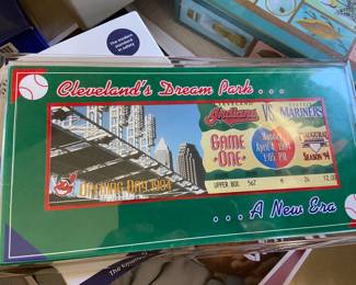 Stadium ticket from Cleveland’s Dream Park opening day 1994 framed in plexiglass