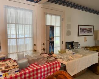 Large variety of glassware and serving pieces