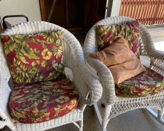 Great set of white wicker chairs