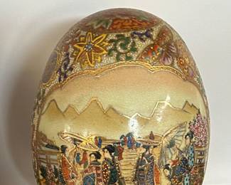 decorative ceramic egg, often referred to as a Royal Satsuma egg
