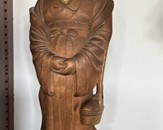 a carved wooden statue