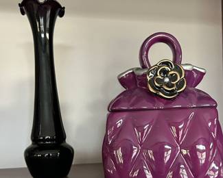 vintage David's Cookies Handbag Ceramic Cookie Jar/Candy Jar