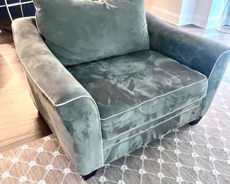 Hillcraft Furniture Oversized Chair with Green Upholstery and  Cream Piping. $399.00