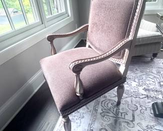 Kreiss Carved Wooden Louis XVI Style Armchair in Cotton Velvet $379.00