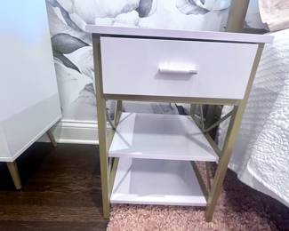 Pair White and Gold Single Drawer Nightstand. @129.00