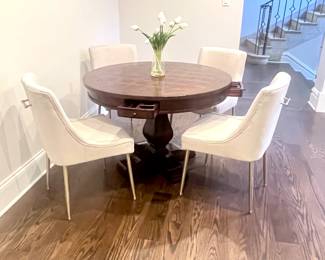 Set 4, Cream and Gold Accent Chairs with Metal Back Handles $399.00