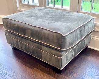 Hillcraft Furniture Ottoman with Green Upholstery and  Cream Piping. $199.00