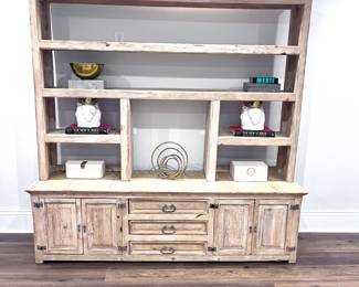 72" 2 Piece Rustic Solid Wood Hutch and Buffet in Whitewashed Finish (Decor not included). $999.00