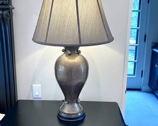 Pair, Bronzed Lamps with 6 Panel Shades. $249.00