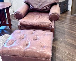 Ralph Lauren Cozy Distress Leather Club Chair $799.00 and Tufted Ottoman $399.00
