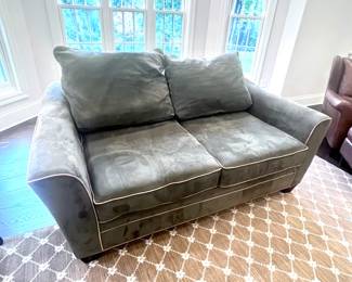 Hillcraft Furniture Loveseat with Green Upholstery and  Cream Piping $499.00