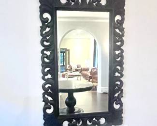 80" x 48" Ornate Carved Wooden Entry Mirror with Beveled Edge $999.00