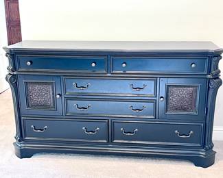 Hooker Furniture Telluride Large Dresser with Stamped Leather Panels in Distressed Black. $699.00