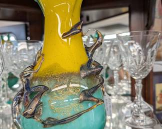 Exquisite Blown Glass Vase by Artist Didier Saba from Biot France