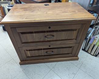 Like New Solid Wood Two Drawer Woodleys File Cabinet