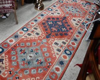 Wool hand knotted runner 3x11 professionally cleaned