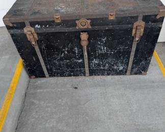 Antique Black Metal Trunk