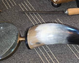 Magnified Glass with Horn Handle