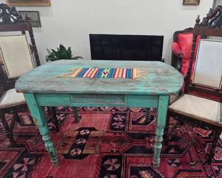 Antique Distressed Green Table