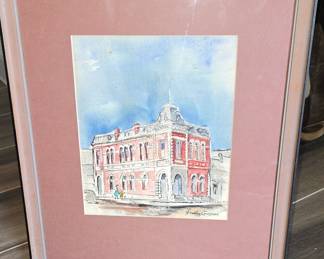 19. Watercolor by Florance Guzman "Rugby Building" 20 x 17