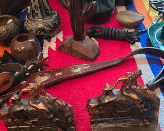 Blackware Pottery - Antique Western Bookends