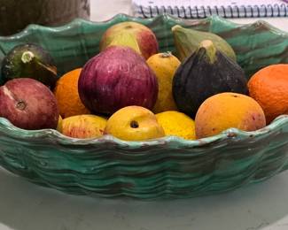 Glazed Antique Bowl - Marble Fruit