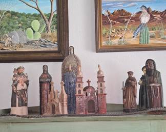 Old Traditional Mexican Folk Art made of Clay and Wood - Nativity Scene Pieces