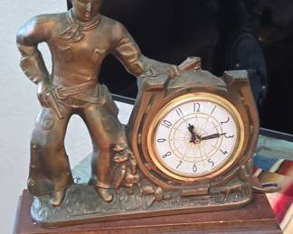 Vintage 1950's Lane &Co. Copper Flash Cowboy Clock