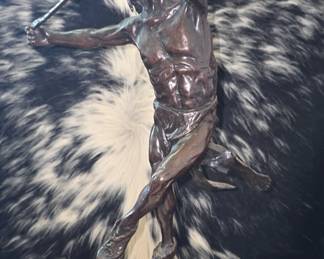 "Throwing The Snow Snake Blackfoot Winter Game" Bronze by Norma Anderwald