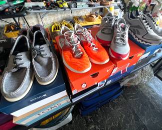 Great Men’s Shoes (some women ) most new with boxes. Men’s sizes: 7 - 7.5 - some 8. - We placed all the shoes in the garage due to limited space in the house.