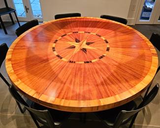 Hand made inlaid wood dining table with extensions