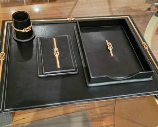 Vintage Gucci leather desk set 