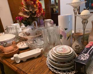 Small appliances, cookware, bakeware, glassware, full sets of china and dishware, and a great selection of vintage PYREX dishes!