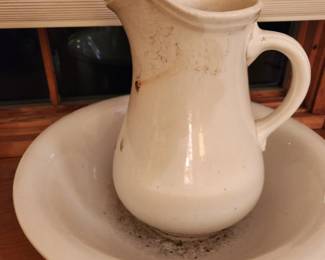 Turn Of The Century Iron Stone Pitcher Basin