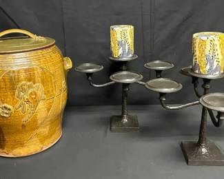 BR127RCeramic Pot With Lid, Candleholders  Candle