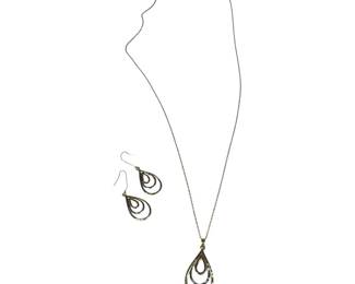 10kt Tri Tone Drop Necklace and Earring Set