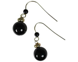 14kt Yellow Gold Onyx Drop Earrings