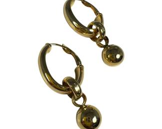 14kt Yellow Gold Hoop and Ball Dangle Earrings