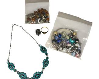 Sterling Silver Pandora Bracelet with 35 Plus Charms and Costume Jewelry