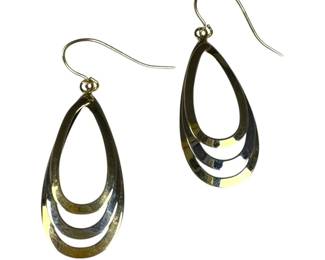 14kt Two Toned Teardrop Dangle Earrings