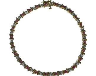 10kt Yellow Gold Ruby and Diamond Tennis Bracelet