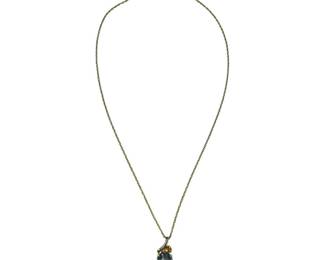 10kt Gold Mystic Topaz and Citrine Pendant on 14kt Gold Chain