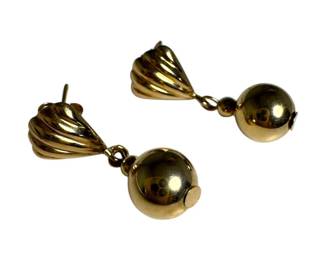 14kt Yellow Gold Shell and Bead Drop Earrings