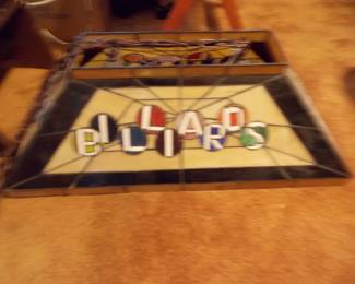 Stain glass billiards lamp, one damaged piece